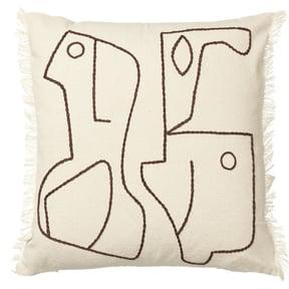 Coussin Figure - blanc/café