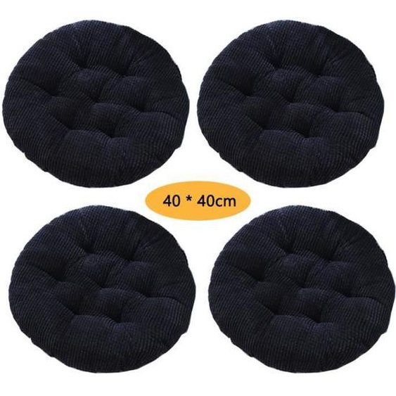 Coussin rond en velours côtelé épais et minimaliste -  Lot de 4 Coussin de Siège 40x40 cm, Coussin de chaise,marine