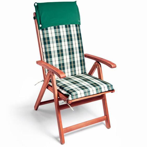 Coussins chaise longues bains de soleil DEUBA Vanamo - carreaux verts blancs - 5cm dépaisseur