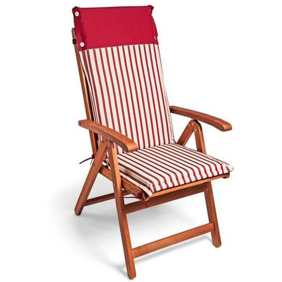 Coussins chaise longues bains de soleil DEUBA Vanamo - rayures rouge blanches - 5cm dépaisseur