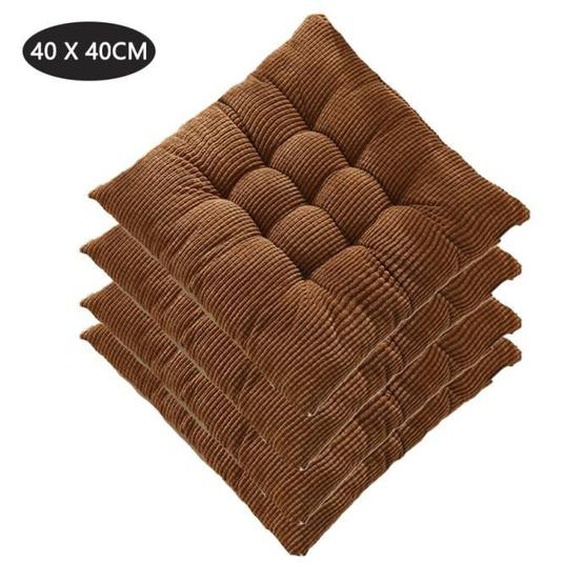 Coussins de Chaises Carrés, 40x40cm Coussins de Siège velours côtelé Décoration Maison Coussin Mat Matelassée,Cafe