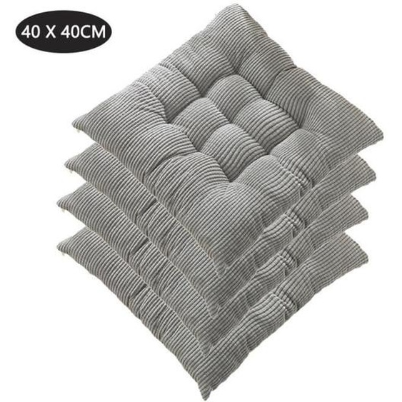 Coussins de Chaises Carrés, 40x40cm Coussins de Siège velours côtelé Décoration Maison Coussin Mat Matelassée,Gris