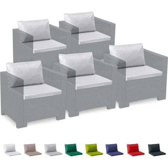 Coussins de substitution pour salon de jardin Bica Grand Soleil - Blanc - 5 places - Imperméables et étanches