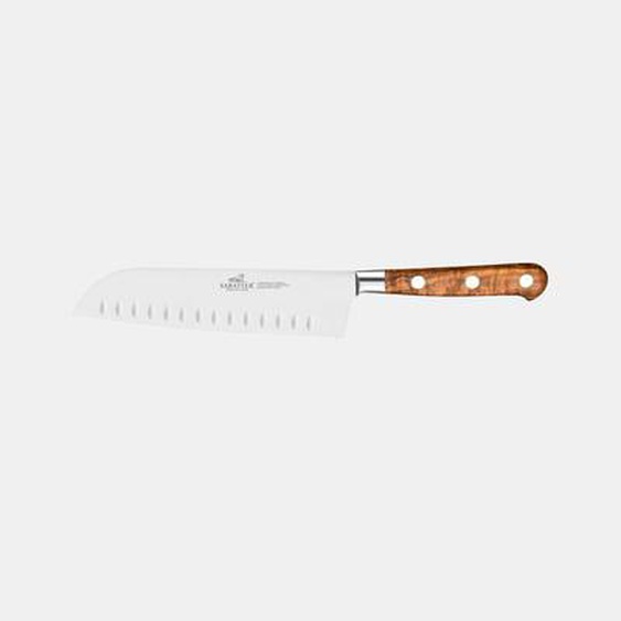 Couteau Santoku forgé - Idéal Provençao - lame alvéolée - rivets inox 18 cm