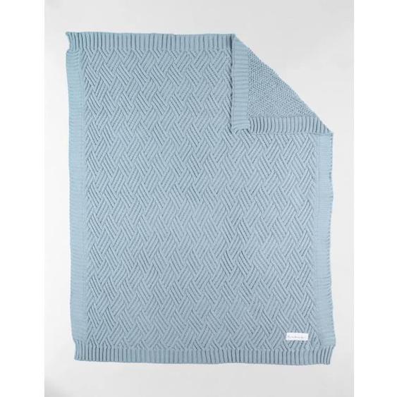 Couverture En Tricot Bio 75x100cm - Bleu Bleu