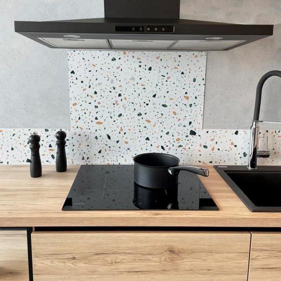 Crédence Cuisine Aluminium TERRAZZO DOLCE - 99 DECO - L60xH70cm - Blanc Multicolore