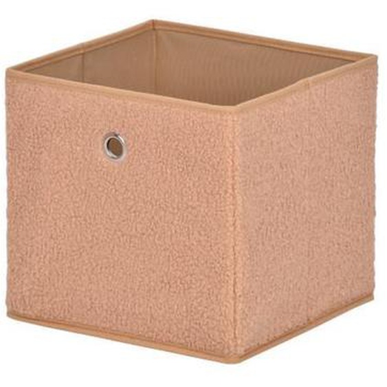 Cube pliable tissu bouclette beige - H27 cm - 28 cm X 28 cm X 27 cm - Calicosy