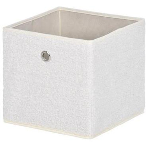 Cube pliable tissu bouclette écru - H27 cm - 28 cm X 28 cm X 27 cm - Calicosy