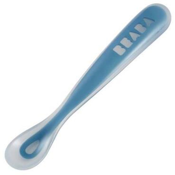 Cuillère 1er Repas Soft En Silicone Bleu - Beaba - Cuillères - 6 Mois - Mixte Bleu