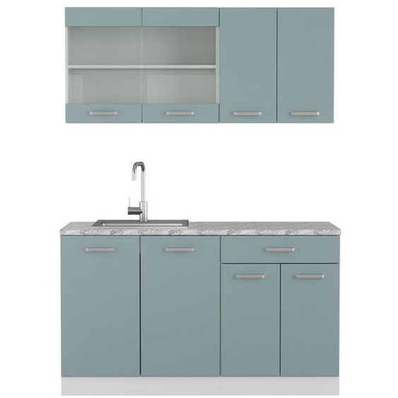 Cuisine R-Line, 140 cm , PT Chêne, Bleu-gris/blanc, Vicco