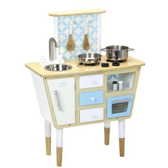 Cuisine Vintage - Vilac - Pour Fille - Blanc, Bleu Et Jaune Marron