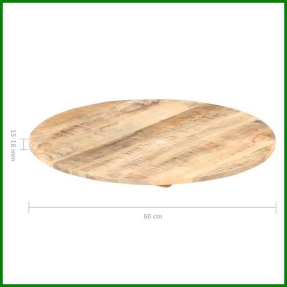 CUQUE Dessus de table Bois de manguier solide Rond 15-16 mm 60 cm-Expédition Rapide