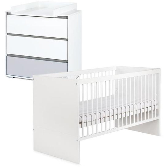 DALIA Ensemble commode à langer + lit bébé évolutif 120X60 Blanc