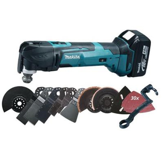 Découpeur-ponceur multifonctions 18V + 2 batteries 4Ah + chargeur rapide + coffret MAKPAC  - DTM51RMJX3