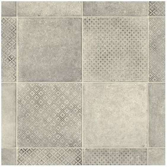 Décoweb - Sol Lino Tendance - Carreaux de ciment Motif Scandinave - Gris - Rouleau de 3m x 4m