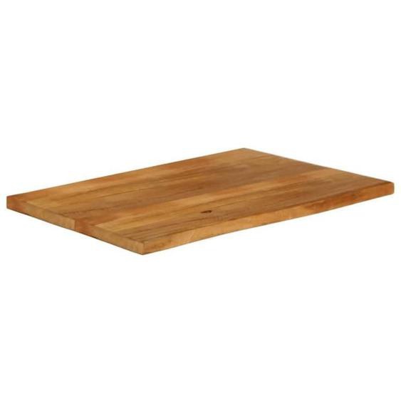 Dessus de table - ASHATA - 110x60cm - Bois massif manguier - Finition chêne - Bord vivant