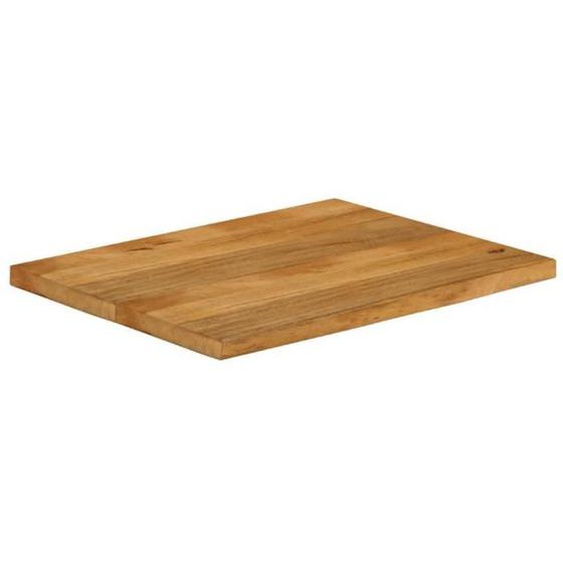 Dessus de table - ASHATA - 90x60 cm - Bois massif manguier - Finition chêne - Bord vivant