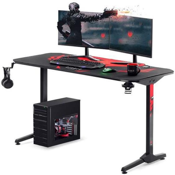 Diablo X-Mate 1400 Bureau de Gaming PC Gamer Ergonomique Carbone Crochet pour écouteurs Porte-Gobelet (140 x 76 x 66 cm)