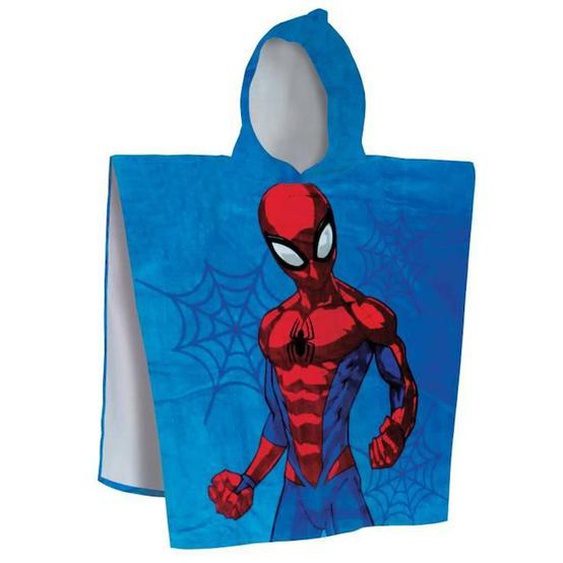 Disney Cape De Bain Enfant Spiderman Hero 100% Coton Bleu