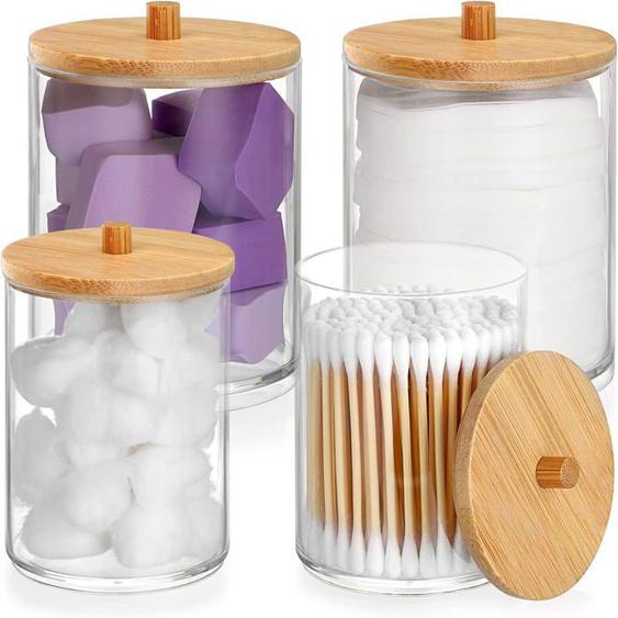 Distributeur de coton-tige, organisateur acrylique, boîte à coton, support de boule de coton pour cosmétiques, salle de bain