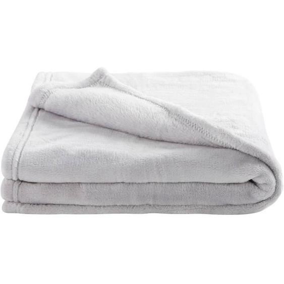 Domiva Couverture Microdoux - Microfibre 100% Polyester - Uni - Perle - 75 X 100 Cm Gris