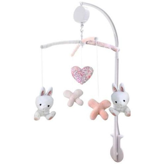 Domiva Mobile Musical Lapinou - Arche Pvc - Peluches Amovibles - Blanc/rose - 34 X 65 Cm Blanc