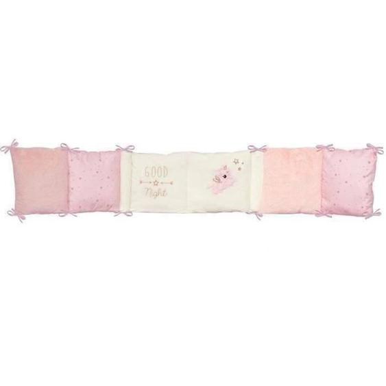 Domiva Tour De Lit Jolly - Microfibre 100% Polyester - Adaptable - Blanc/rose - 30 X 180 Cm Rose