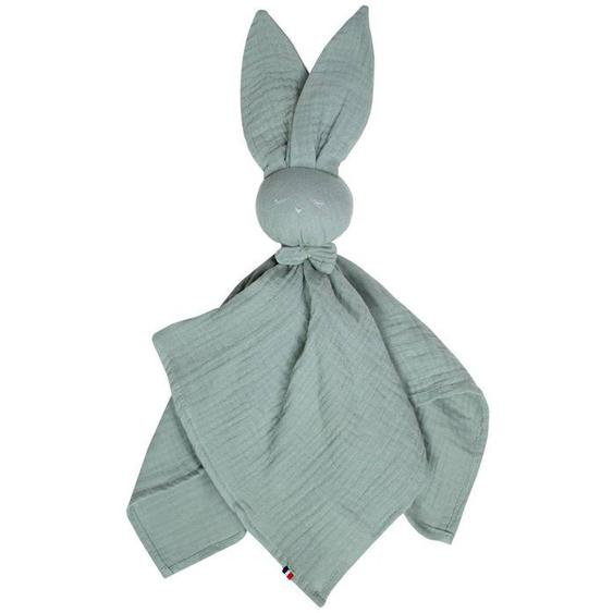 Doudou Plat Lapin Jeanne - Sevira Kids - Vert - Gaze De Coton - 50x50cm Vert