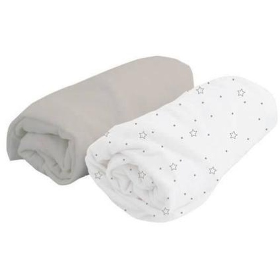 Doux Nid Lot De 2 Draps Housse Blanc Pois/perle 70x140 Cm Blanc