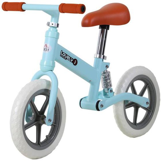 Draisienne Enfant Roues 12 Suspension Selle Hauteur Réglable Acier Bleu Ciel Bleu