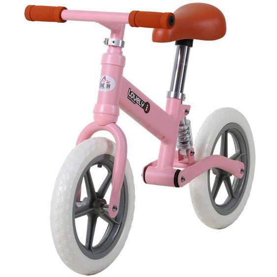 Draisienne Enfant Roues 12 Suspension Selle Hauteur Réglable Acier Rose Rose