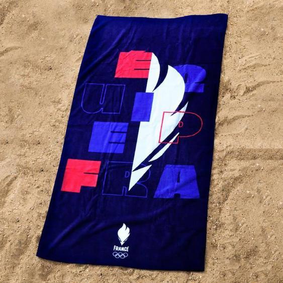 Drap De Plage Imprimé 100% Coton Paris 2024 Jo Equipe De France Olympique Equipe Bleu