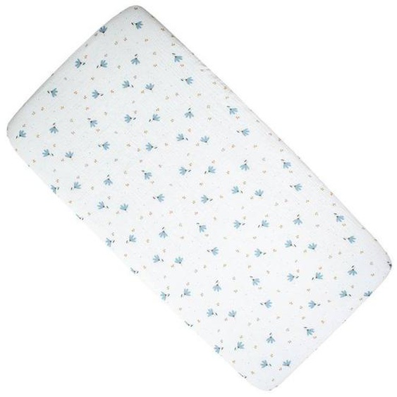 Drap Housse Berceau En Gaze De Coton Bleuet - Sevira Kids - 40 X 80 Cm - Multicolore Blanc