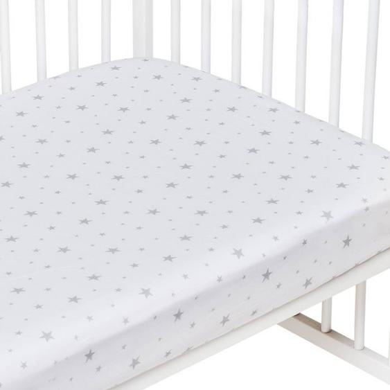 Drap-housse En Coton - Sevira Kids - Stella Blanc - 60x120 Cm - Lavable - Motifs Uni - Bonnet 30 Cm Blanc