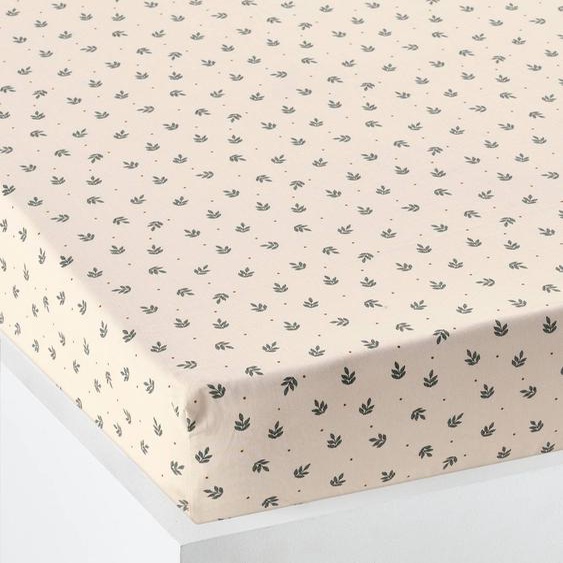 Drap-housse enfant RETRO FLOWERS, avec coton recyclé blanc imprimé