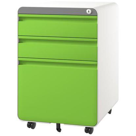 Dripex Caisson de Bureau à Roulette, 3 Tiroirs Rangement Dossier,Meuble Armoire de Bureau 5 Roues 40*45*60 cm (Vert)