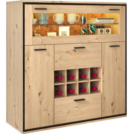 DRIPEX MEUBLE RANGE BOUTEILLE,Buffet LED armoire à vin avec 2 portes,2 tiroirs,casier à vin,étagère en verre et support pour le vin