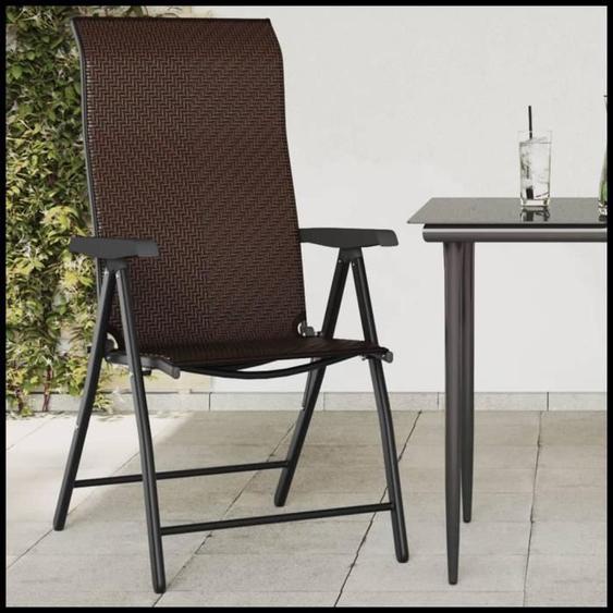 DXBK Chaises pliables de jardin lot de 4 marron résine tressée 3270608