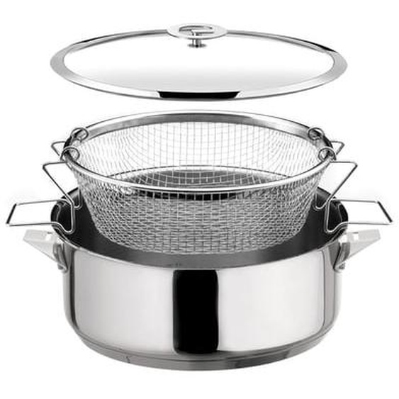 Eclipse - Sauteuse 24 cm revêtue en céramique, couvercle et panier de cuisson pour friture et eau