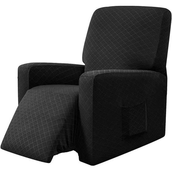 Elastique Housse de Fauteuil, WOVTE Housse de Fauteuil à Oreilles Tissu Doux Polyester Protecteur pour Chaise Canapé - Noir