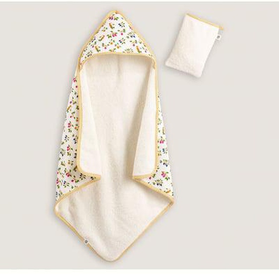 Ensemble 2 pièces cape de bain et gant coton bio