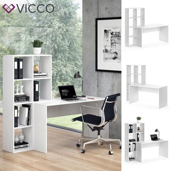 Ensemble bureau + étagère - VICCO - Mara - Blanc - Contemporain - Design