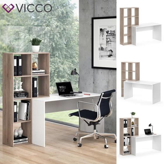 Ensemble bureau + étagère - VICCO - Mara - Blanc - Sonoma - Contemporain - Design