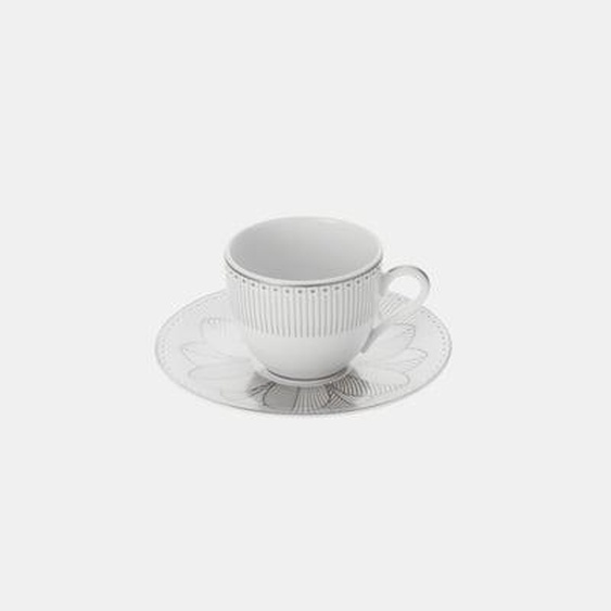 Ensemble de 2 tasses à café et soucoupes en porcelaine finition Platine - MALMAISON IMPÉRIALE