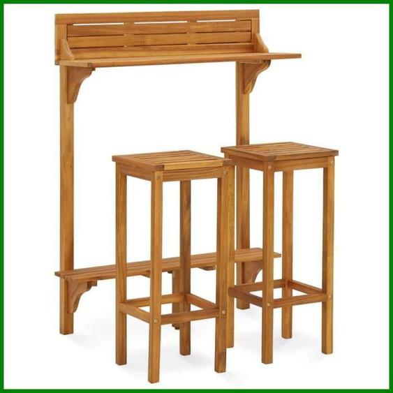 Ensemble de bar de balcon 3 pcs Bois dacacia solide -BK310254 (PLA)