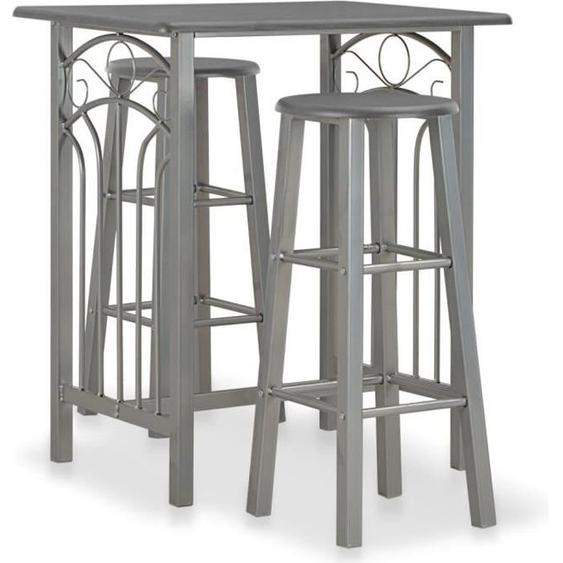 Ensemble de bar - VIDAXL - Bois et acier - Gris - Contemporain - Design