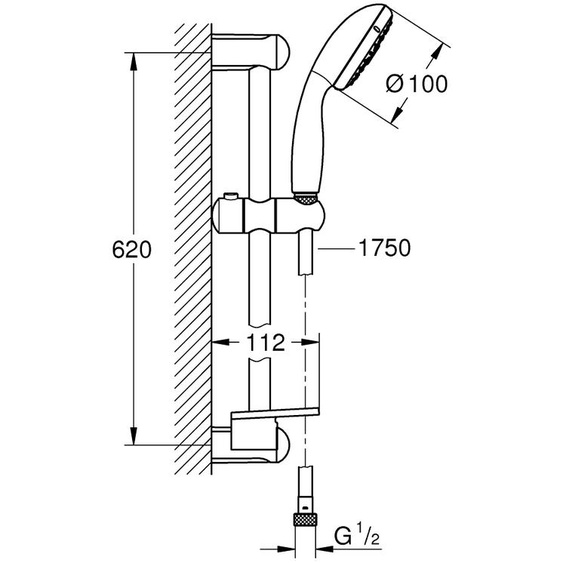 Ensemble de douche 4 jets TEMPESTA 100 avec barre 600 mm et porte savant - GROHE - 28593002