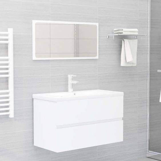 vidaXL Ensemble de Meubles de Salle de Bain, Ensemble de Armoires avec Rangement, Organisateur de Toilette, Blanc Bois 3071594