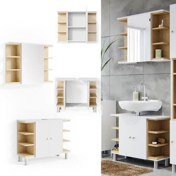 Ensemble de meubles de salle de bains Vicco Aquis blanc miroir, meuble sous-vasque