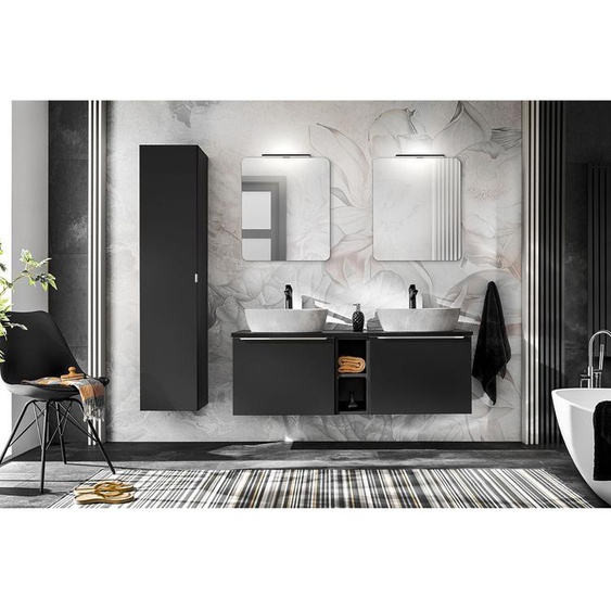 Bobochic - Ensemble de salle de bain 140 cm LAYA noir et colonne